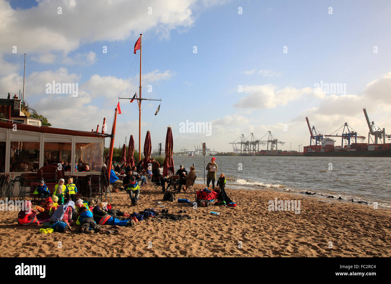 Beachbar STRANDPERLE, Oevelgoenne, Hamburg, Germany, Europe Stock Photo