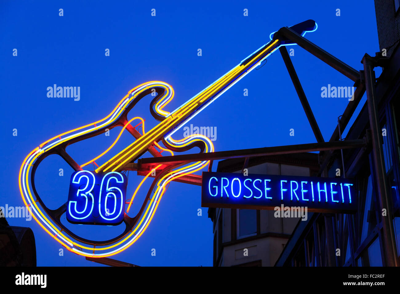 Redlight district St. Pauli, Music Club Grosse Freiheit 36 near Reeperbahn, Hamburg, Germany, Europe Stock Photo