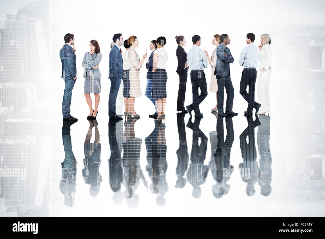 Composite image of many business people standing in a line Stock Photo ...