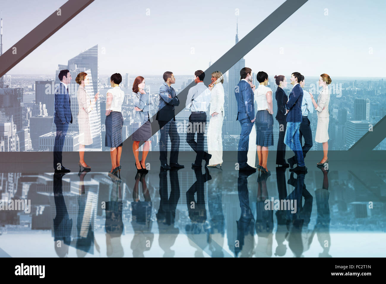 Composite image of many business people standing in a line Stock Photo ...