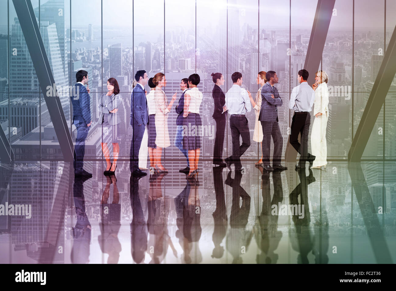 Composite image of many business people standing in a line Stock Photo ...