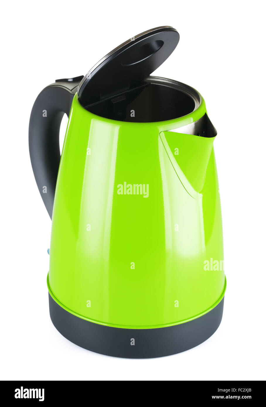 modern green electric kettle, isolated on white Stock Photo