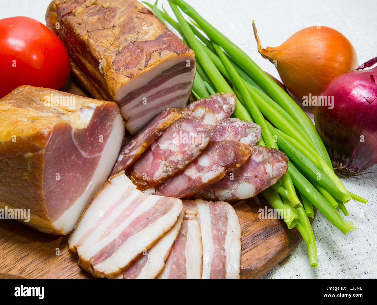 sausage, meat, vegetables, top view Stock Photo Alamy