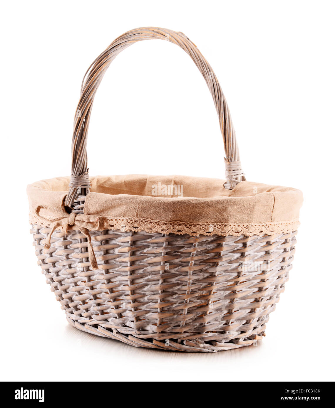 Empty wicker basket isolated on white background Stock Photo - Alamy
