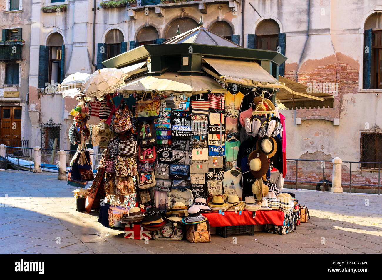 Small Stall in Venice on the corner of the walk way Stock Photo
