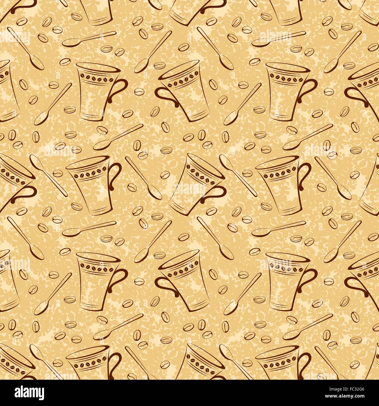 Seamless, Coffee, Cups and Spoons Stock Vector Image & Art - Alamy