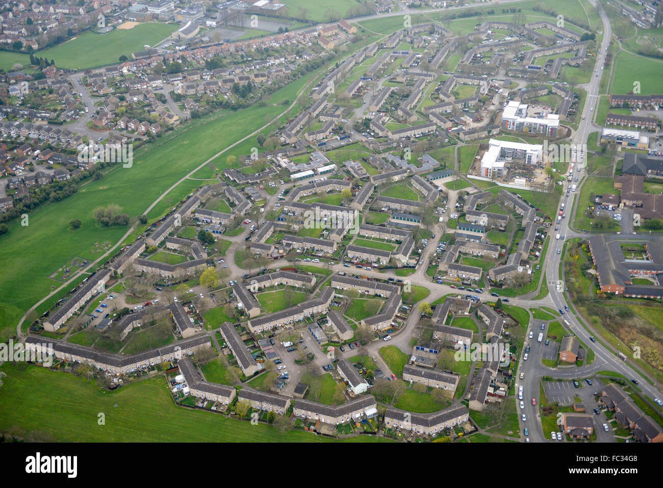 Views of the area around Kiln Way and Minerva Way in Kettering, Northamptonshire Stock Photo