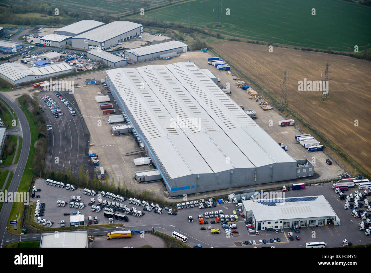 An aerial view of the Park Farm Industrial Estate in Wellingborough, Northamptonshire Stock Photo