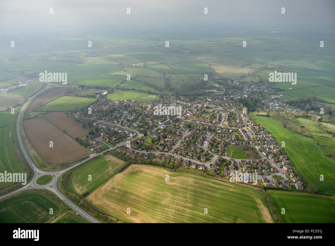 An aerial view of the Northamptonshire village of West Haddon Stock Photo