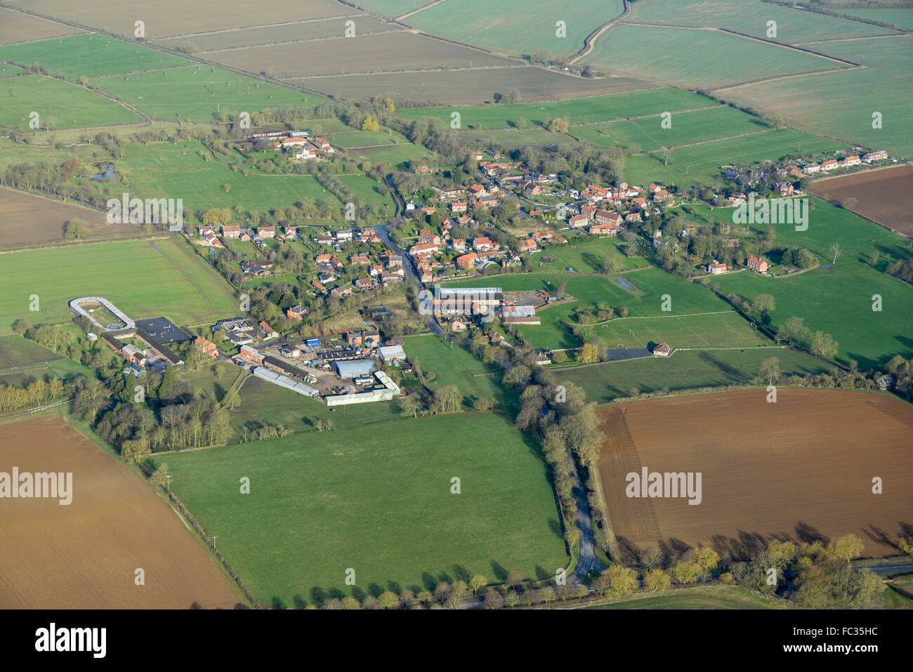 An aerial view of the Lincolnshire village of Willoughton Stock Photo
