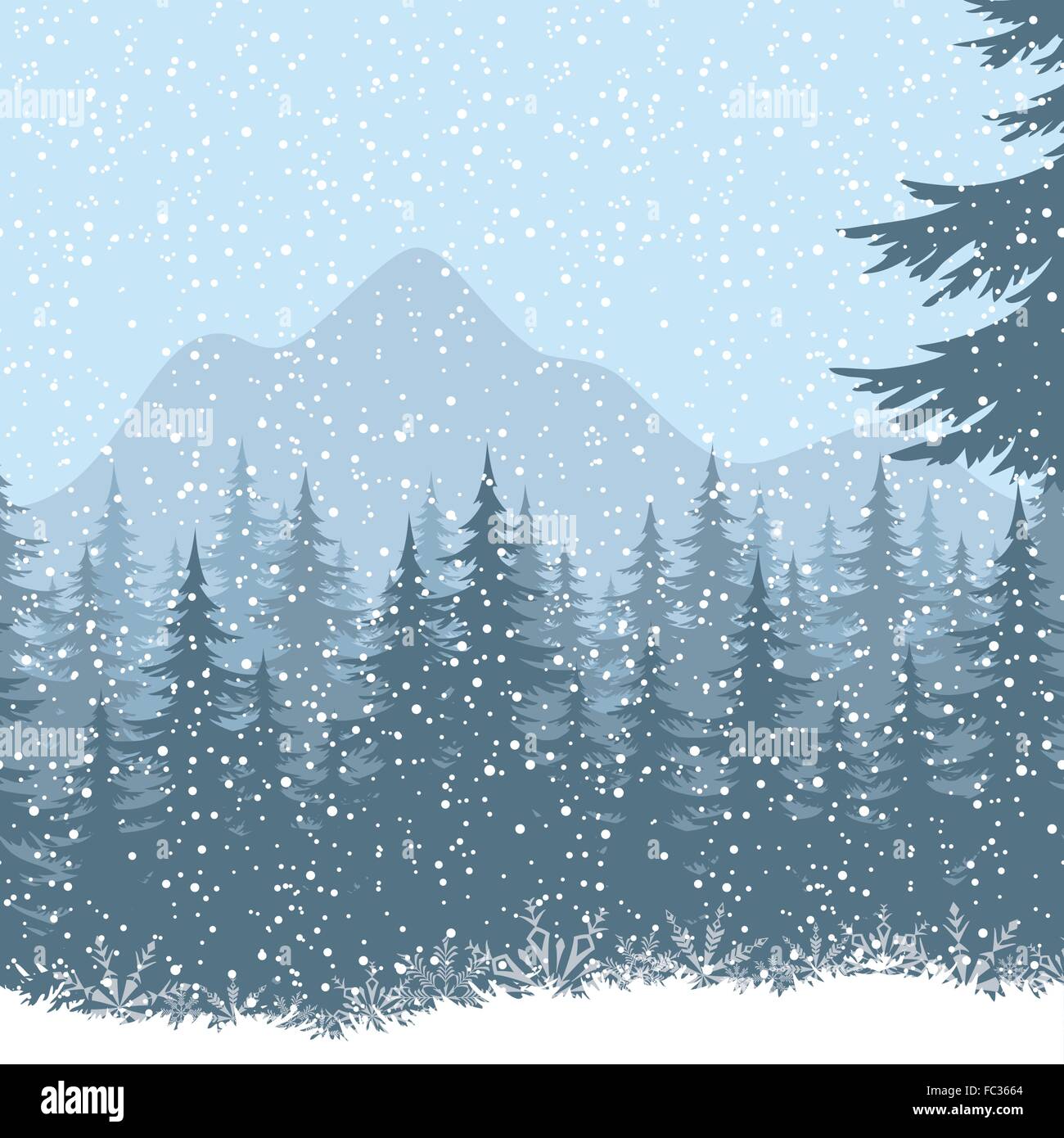 Winter mountain landscape with fir trees Stock Vector Image & Art - Alamy