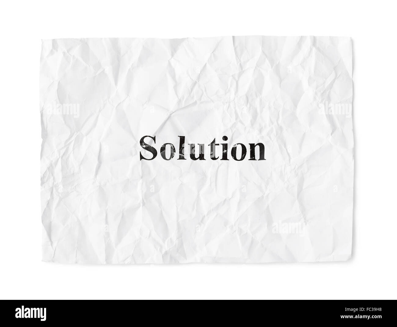Crumpled paper Solution Stock Photo Alamy