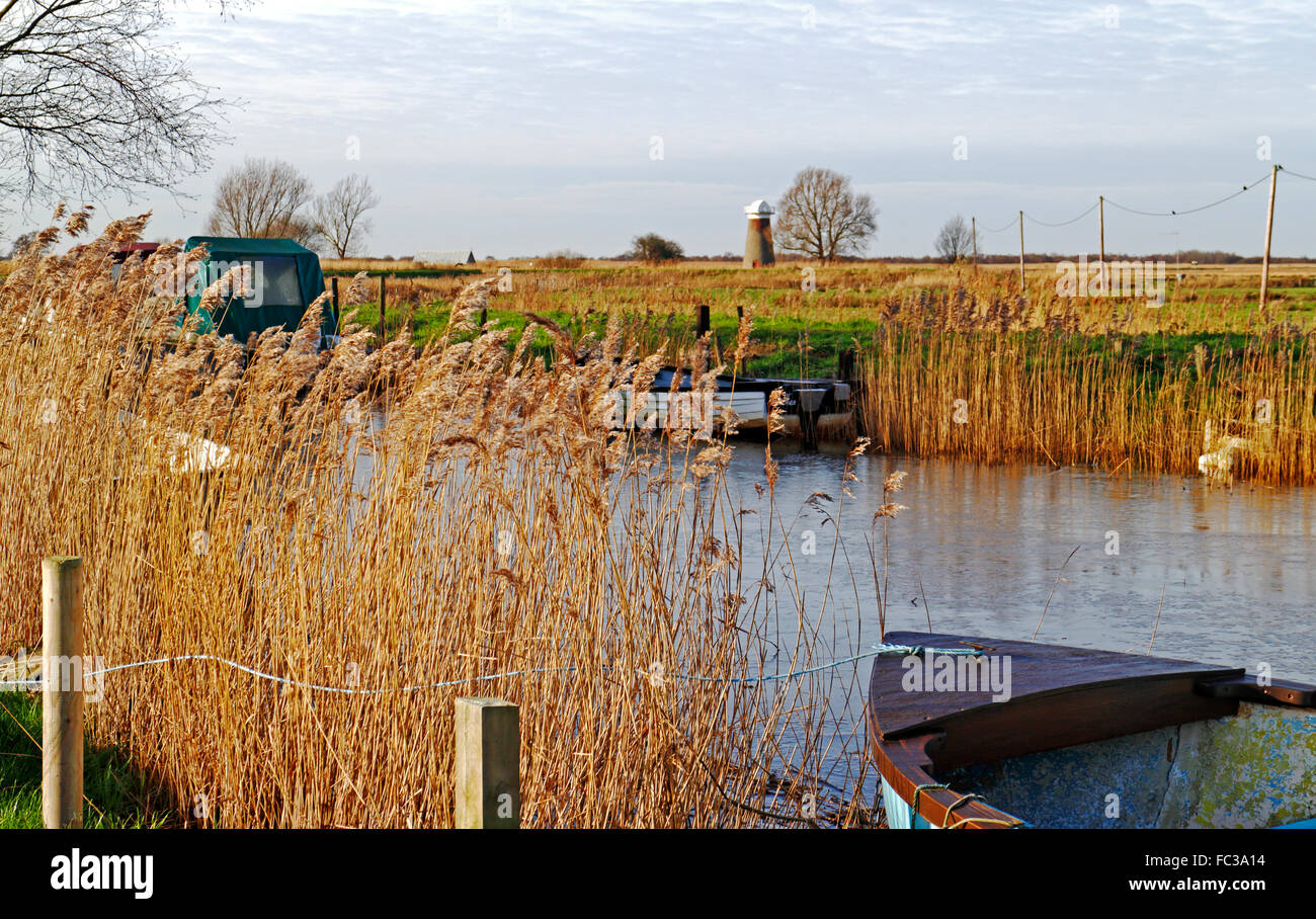 A view of the Staithe on the Norfolk Broads at West Somerton, Norfolk