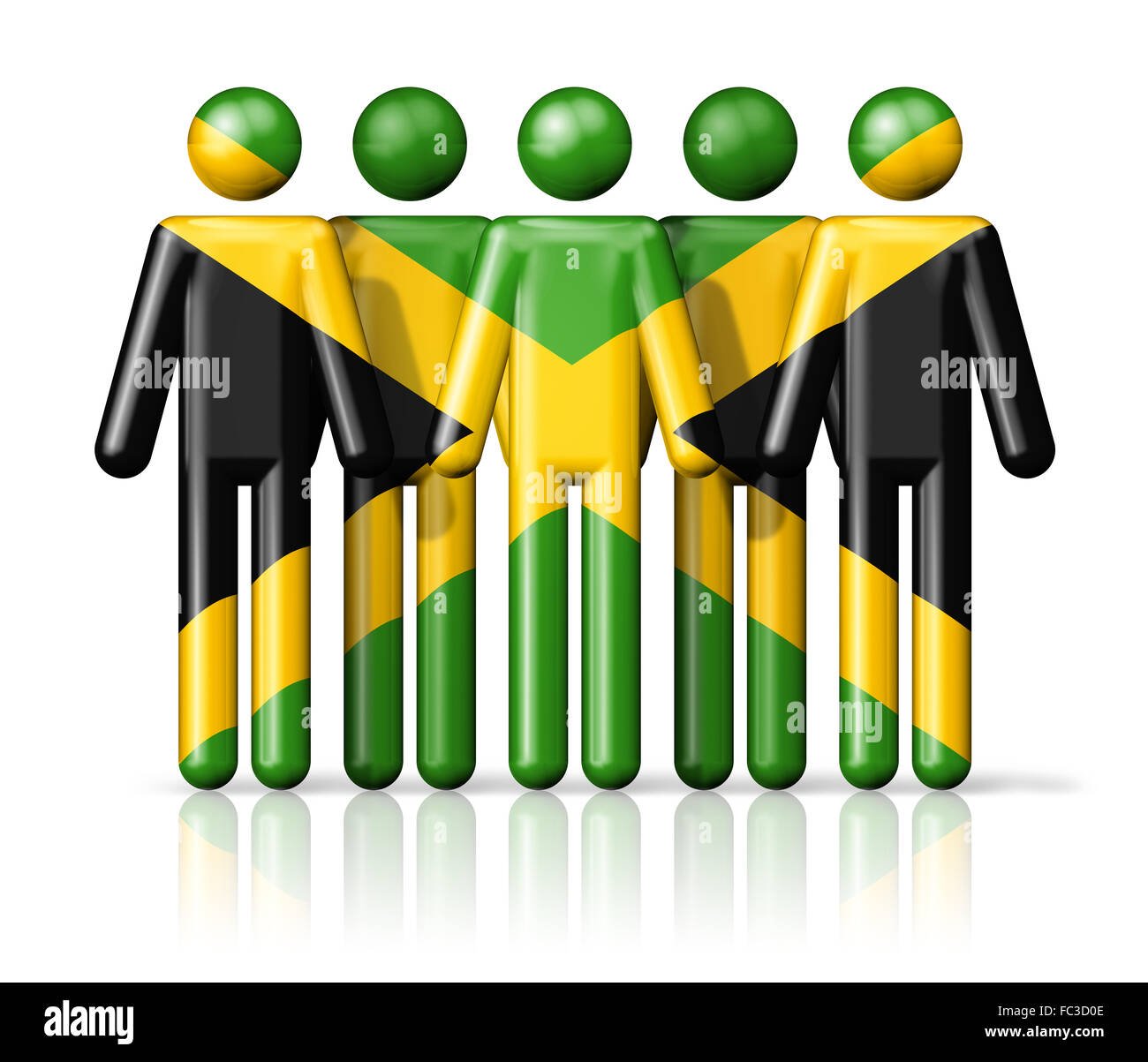 Flag of Jamaica on stick figure Stock Photo