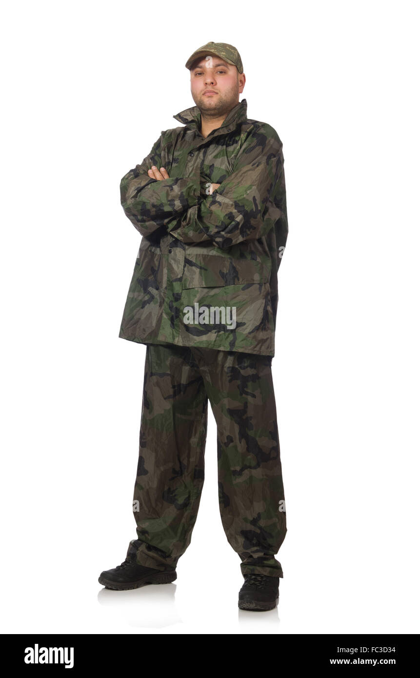 Young man in soldier uniform isolated on white Stock Photo Alamy