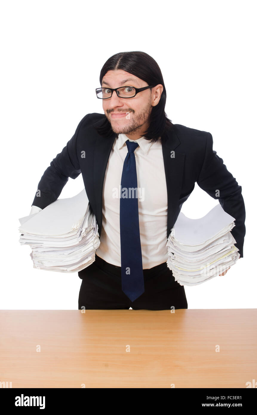 Businessman overwhelmed and stressed from paperwork Stock Photo - Alamy