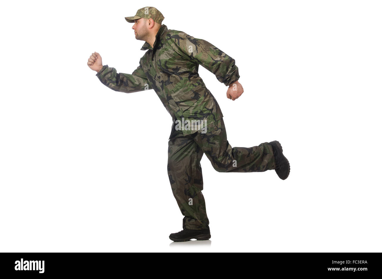 Young man in soldier uniform isolated on white Stock Photo Alamy