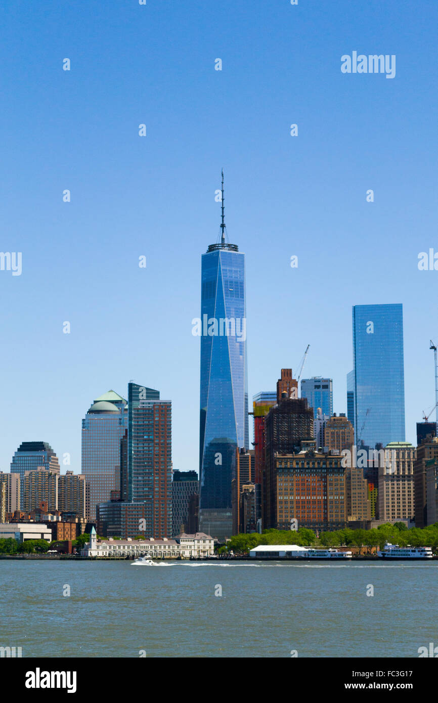 Freedom tower from a ferry Stock Photo