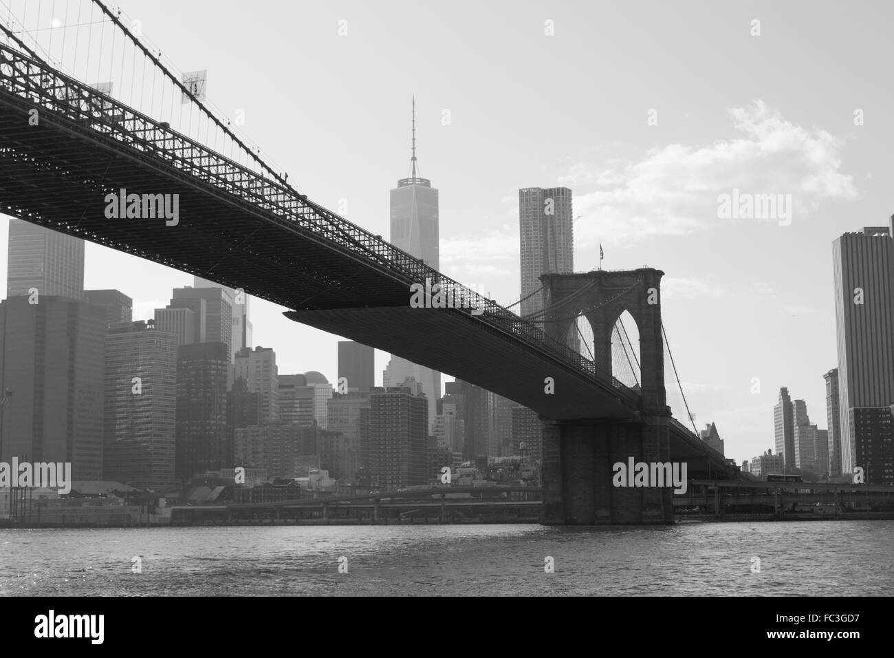 Brooklyn bridge in black and white Stock Photo