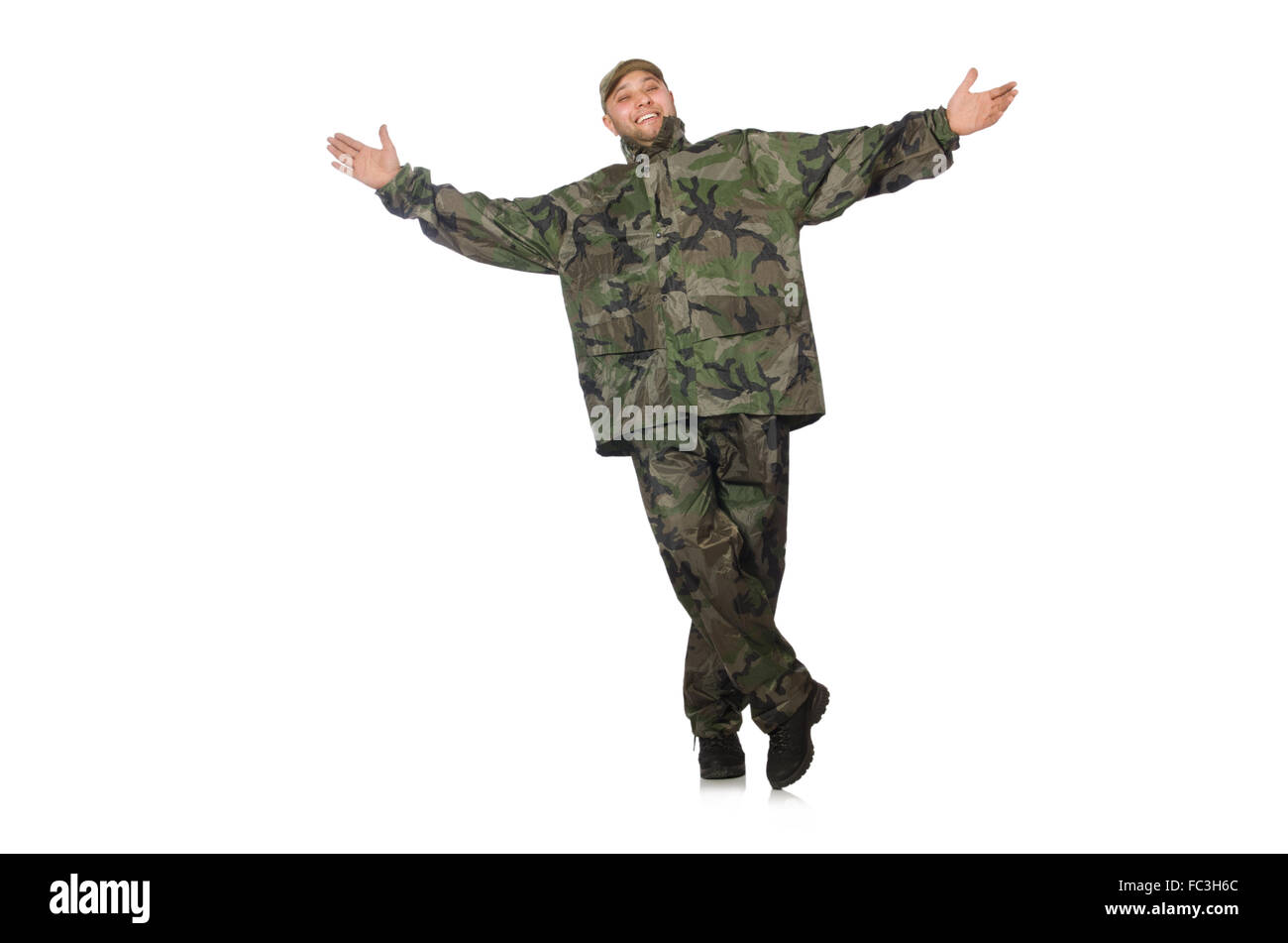 Young man in soldier uniform isolated on white Stock Photo Alamy