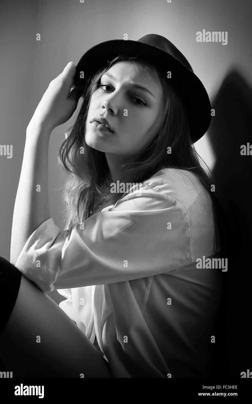 Sad face cute unhappy Black and White Stock Photos & Images - Alamy