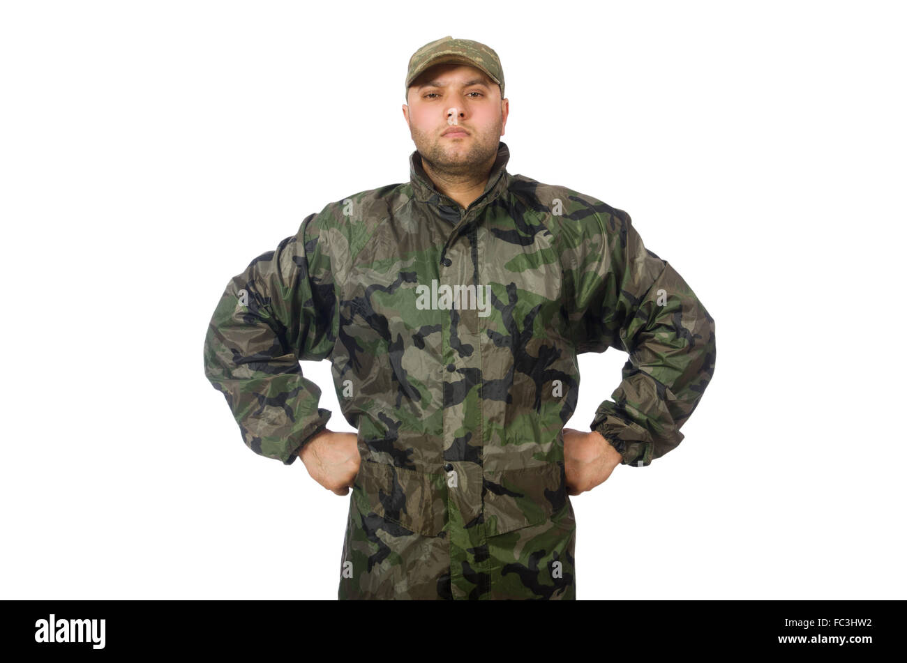 Young man in soldier uniform isolated on white Stock Photo Alamy