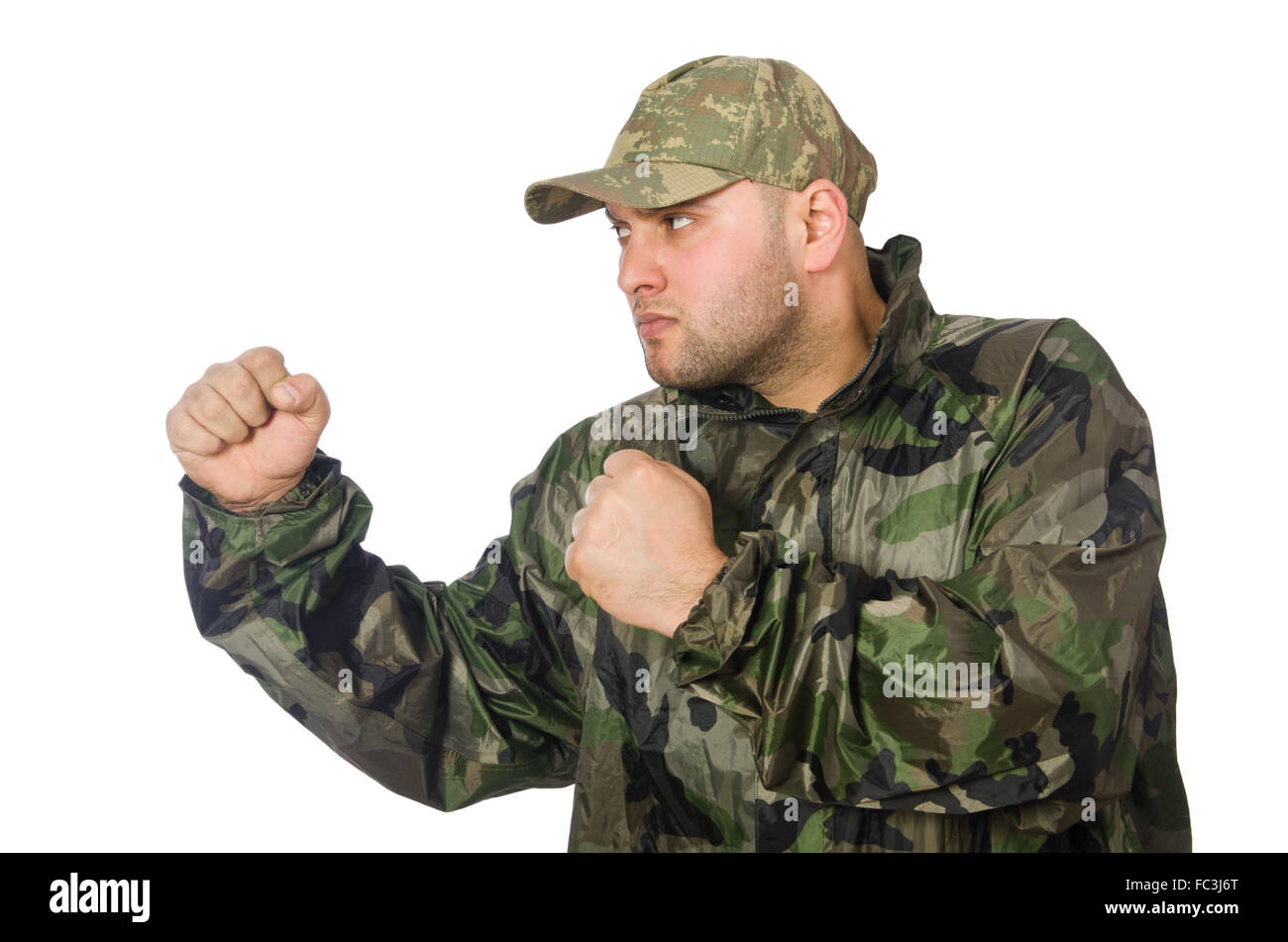 Young man in soldier uniform isolated on white Stock Photo Alamy