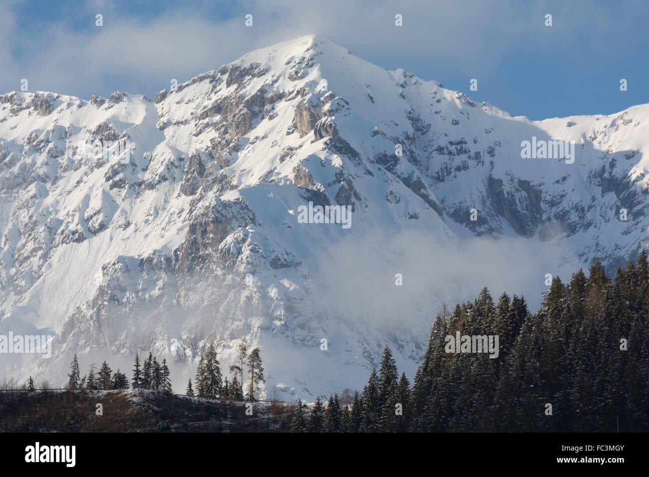 Mountains of the Dachstein Massif in Winter Stock Photo