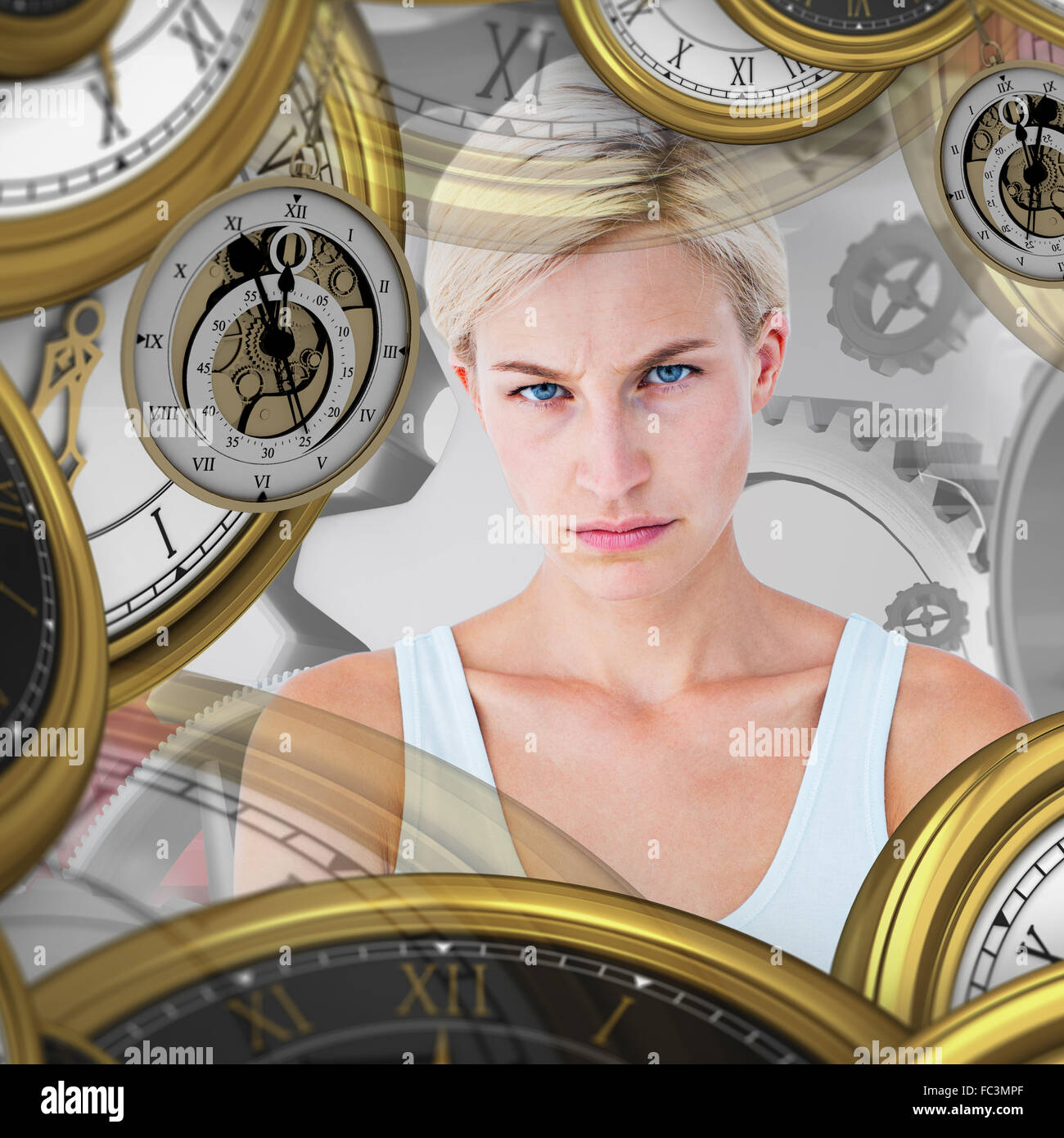 Furious blonde woman crossed arms hi-res stock photography and images ...