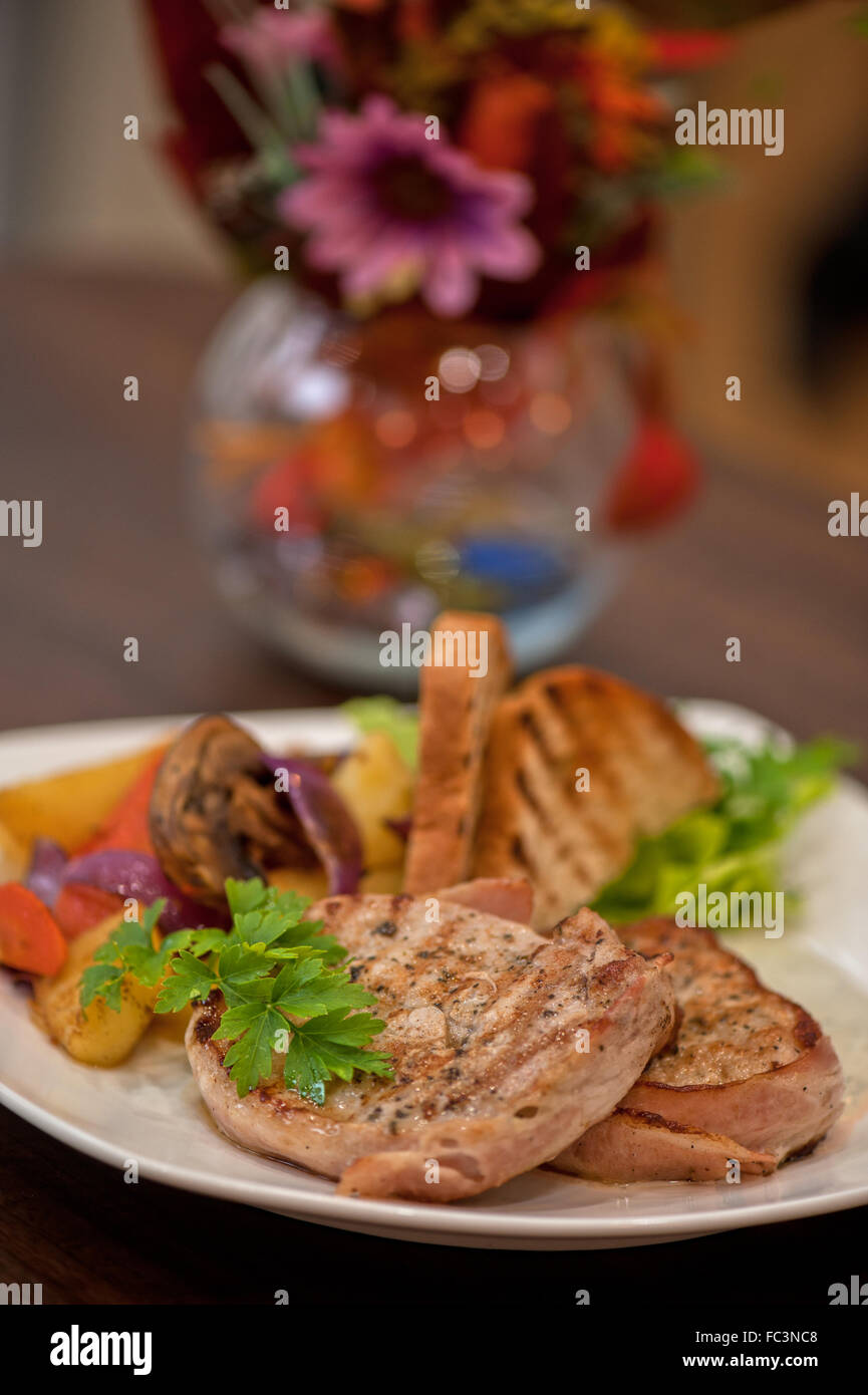 Pork chop with vegetable Stock Photo - Alamy