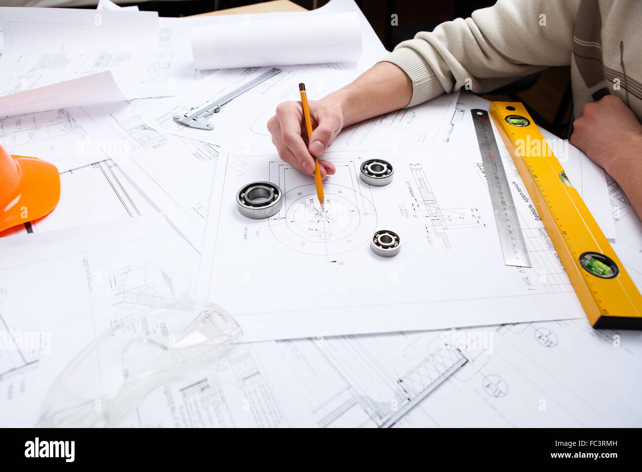 Construction drafts and tools on the table hi-res stock photography and ...