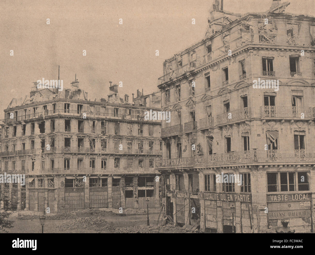 PARIS COMMUNE 1871. La Place du Chateau-d'Eau /Boulevard Voltaire, print c1873 Stock Photo