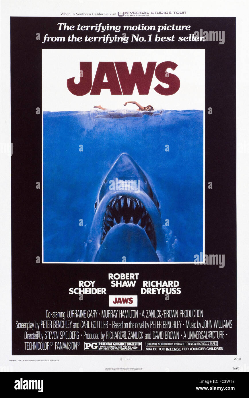 Jaws  - Movie Poster - 1974 Stock Photo