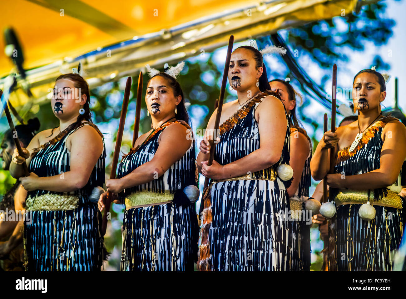 women performing the haka (war dance) at Melbourne Australia Stock Photo - Alamy