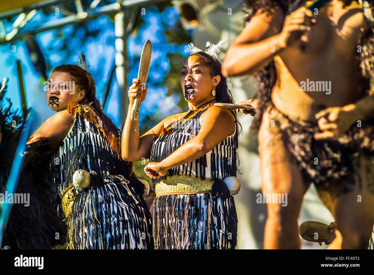 Maori women performing the haka (war dance) at Melbourne Festival Stock  Photo - Alamy