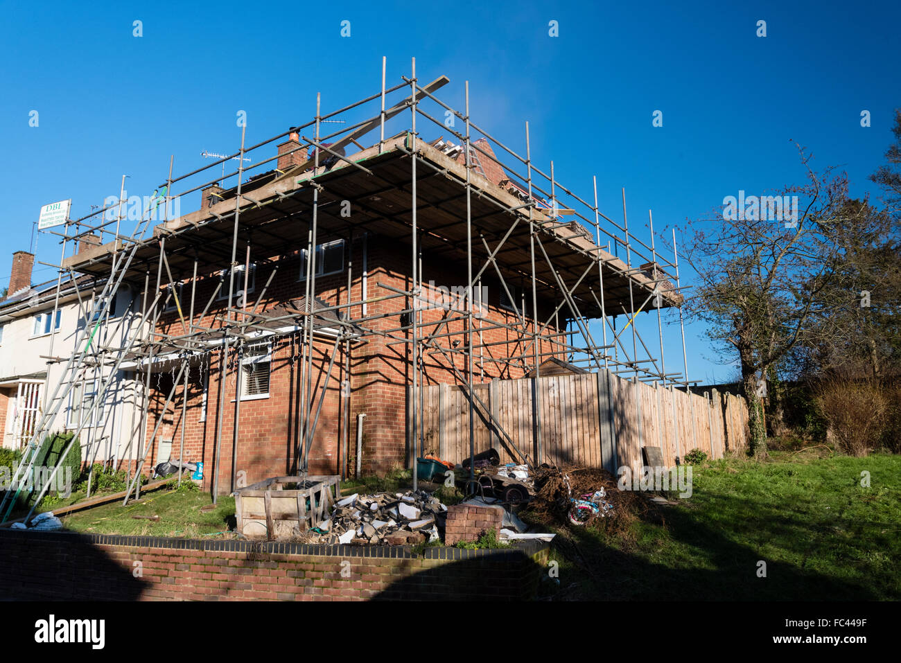 Building extension of an end-of-terrace house in England, UK. Stock Photo