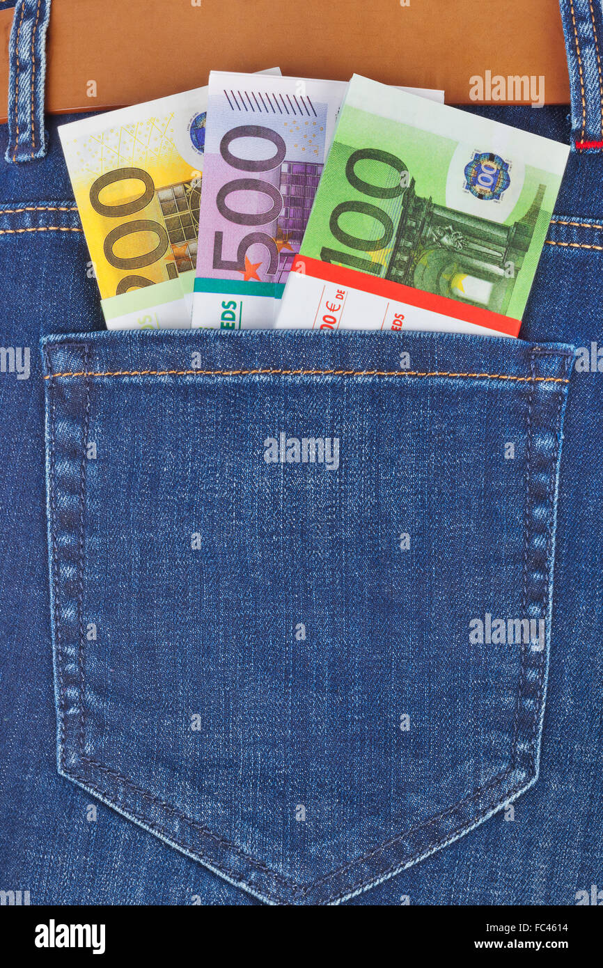 Money in jeans pocket Stock Photo Alamy