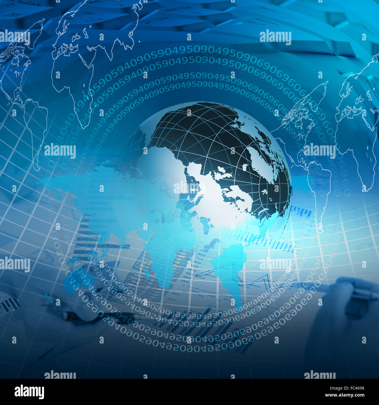 Colour collage with financial and business charts and graphs Stock ...