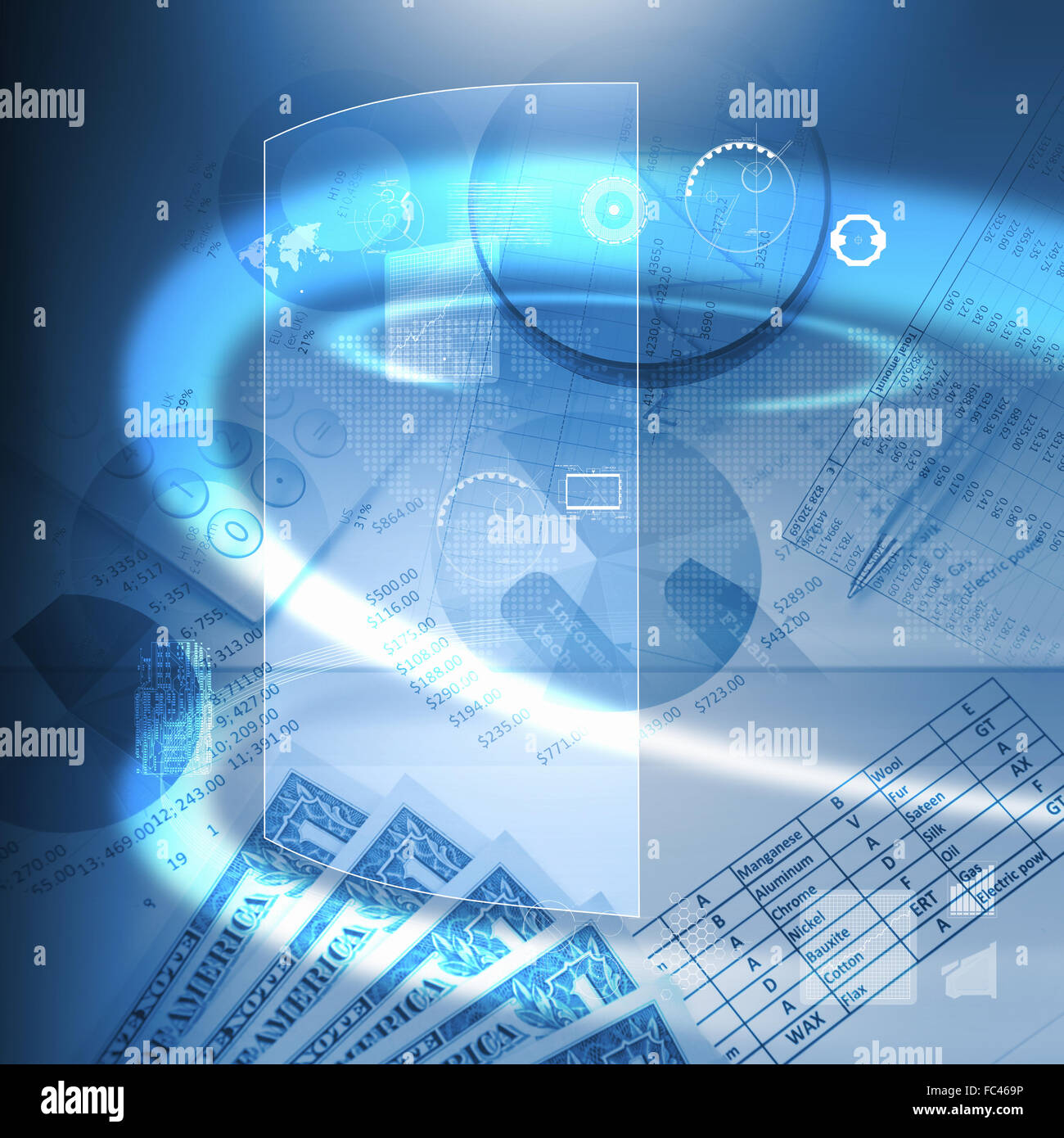 Colour collage with financial and business charts and graphs Stock ...