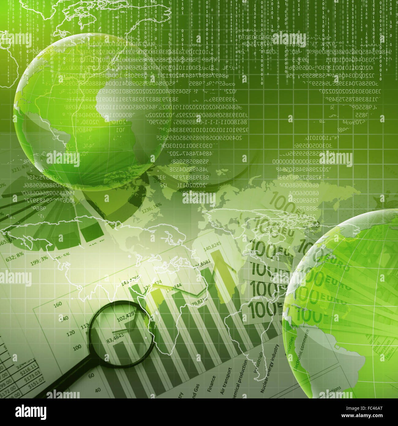 Colour collage with financial and business charts and graphs Stock ...