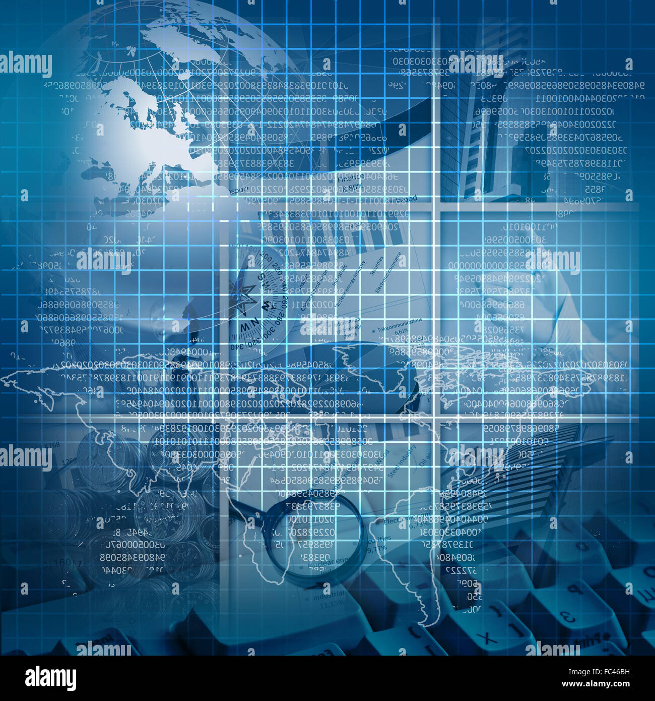 Colour collage with financial and business charts and graphs Stock ...