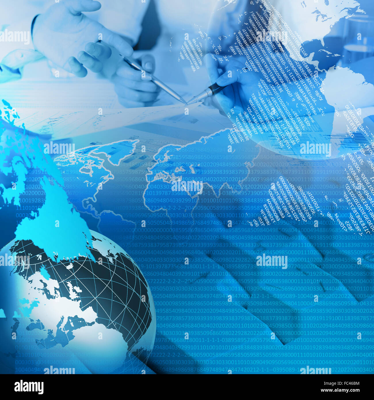 Colour collage with financial and business charts and graphs Stock ...
