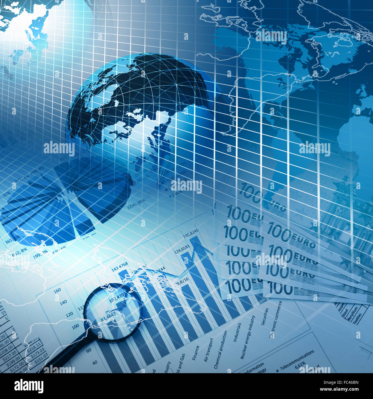 Colour collage with financial and business charts and graphs Stock ...
