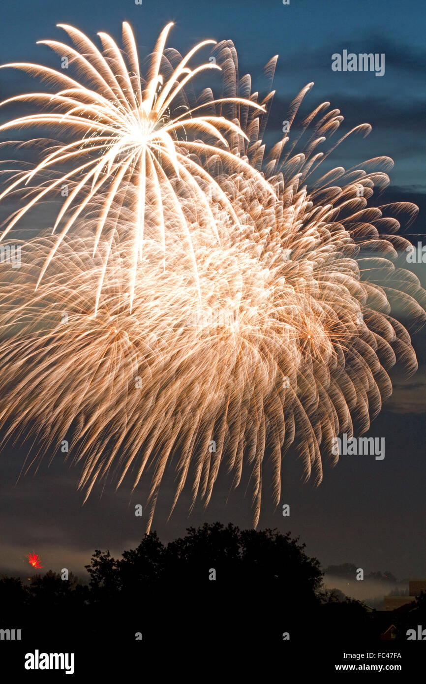 Fourth of July fireworks display in Boise, Idaho, USA. Stock Photo