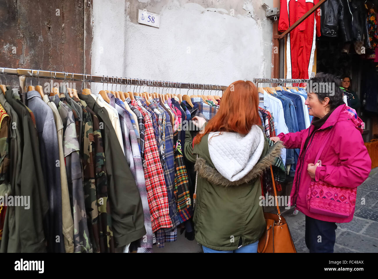 Ercolano, Campania, Italy. The Market of Resina is the most famous markets  of second-hand clothes and military surplus southern Italy Stock Photo -  Alamy