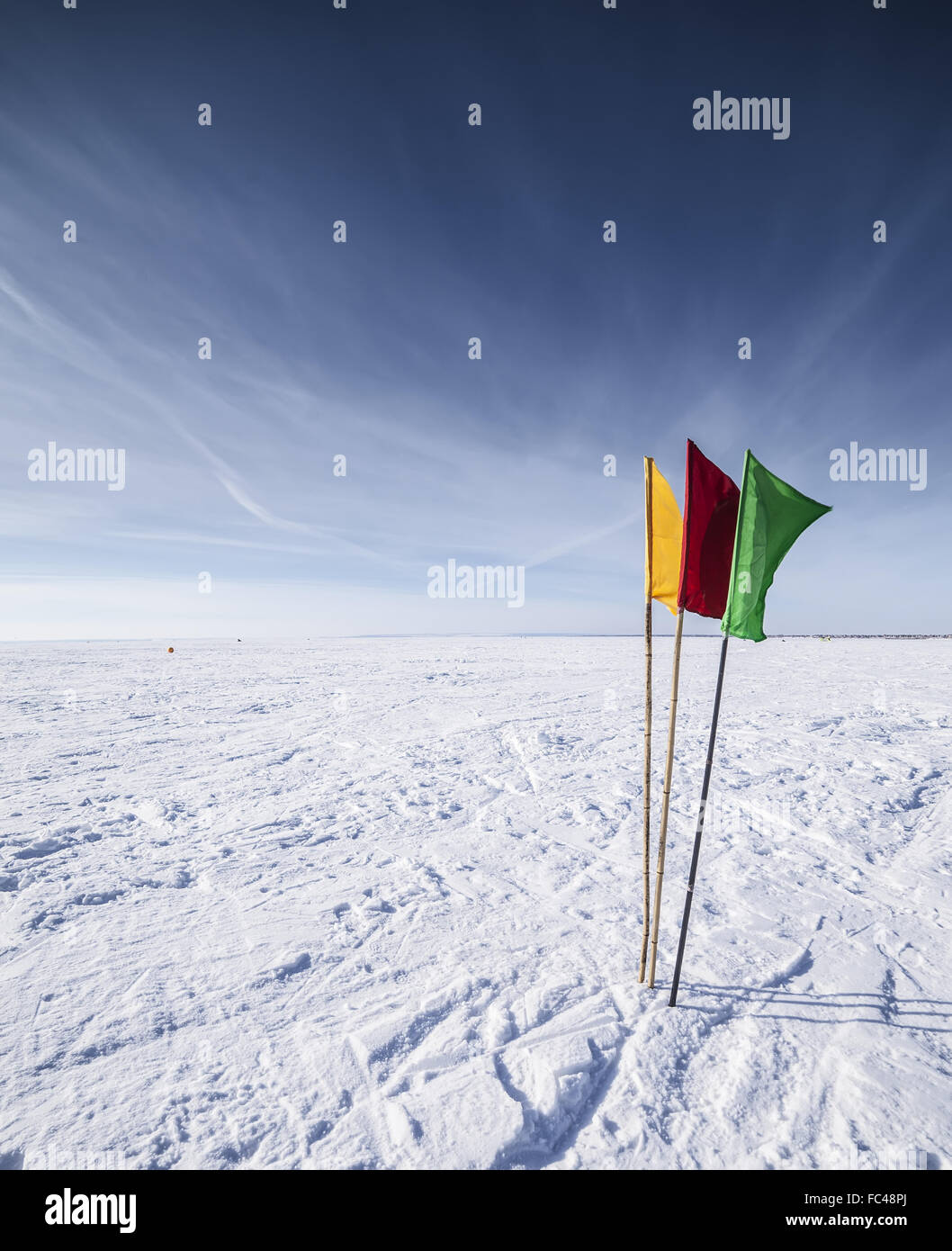 Flags on the background of winter sky Stock Photo - Alamy