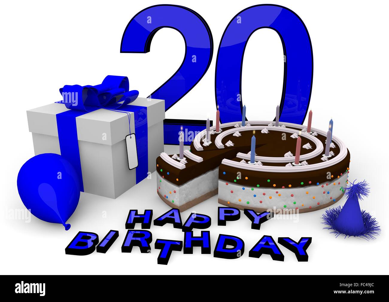 Happy Birthday in Blau Stock Photo Alamy