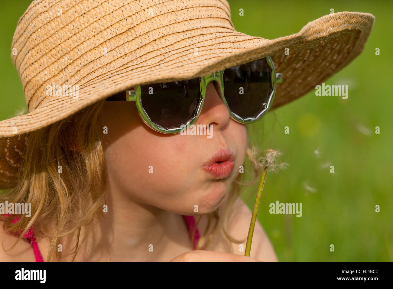 portrait of a little girl with a dandelion Stock Photo - Alamy