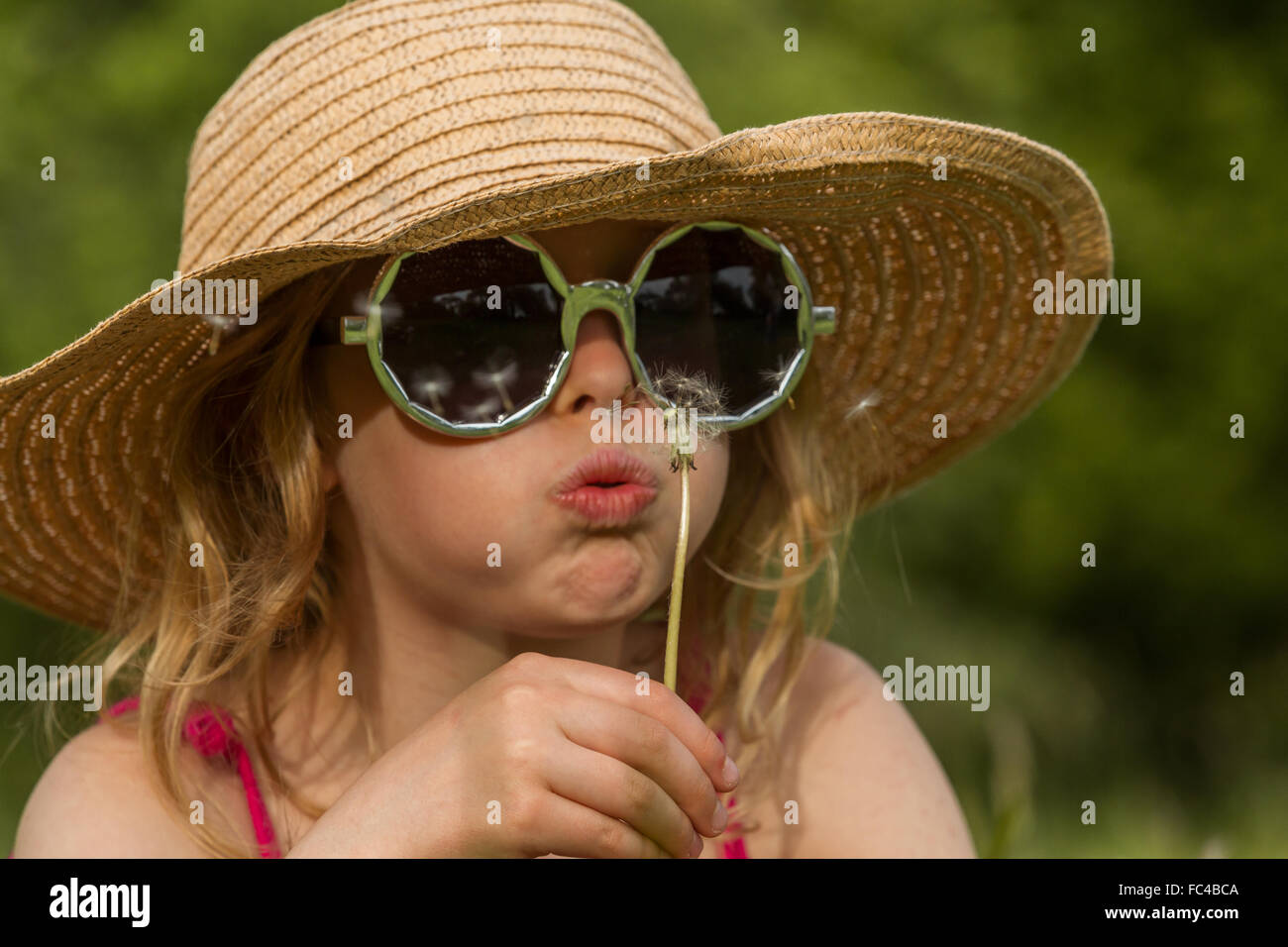 portrait of a little girl with a dandelion Stock Photo - Alamy
