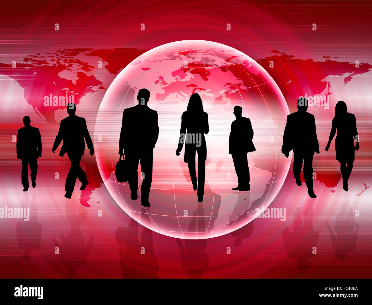 Silhouettes of people in the abstract business background Stock Photo ...